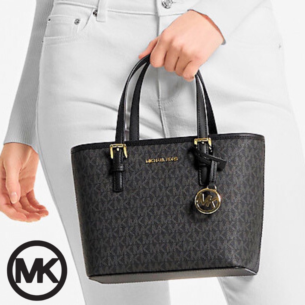 Michael Kors Jet Set Travel Mini Tote Bag | Black MK Monogram | NWOT (No Strap)